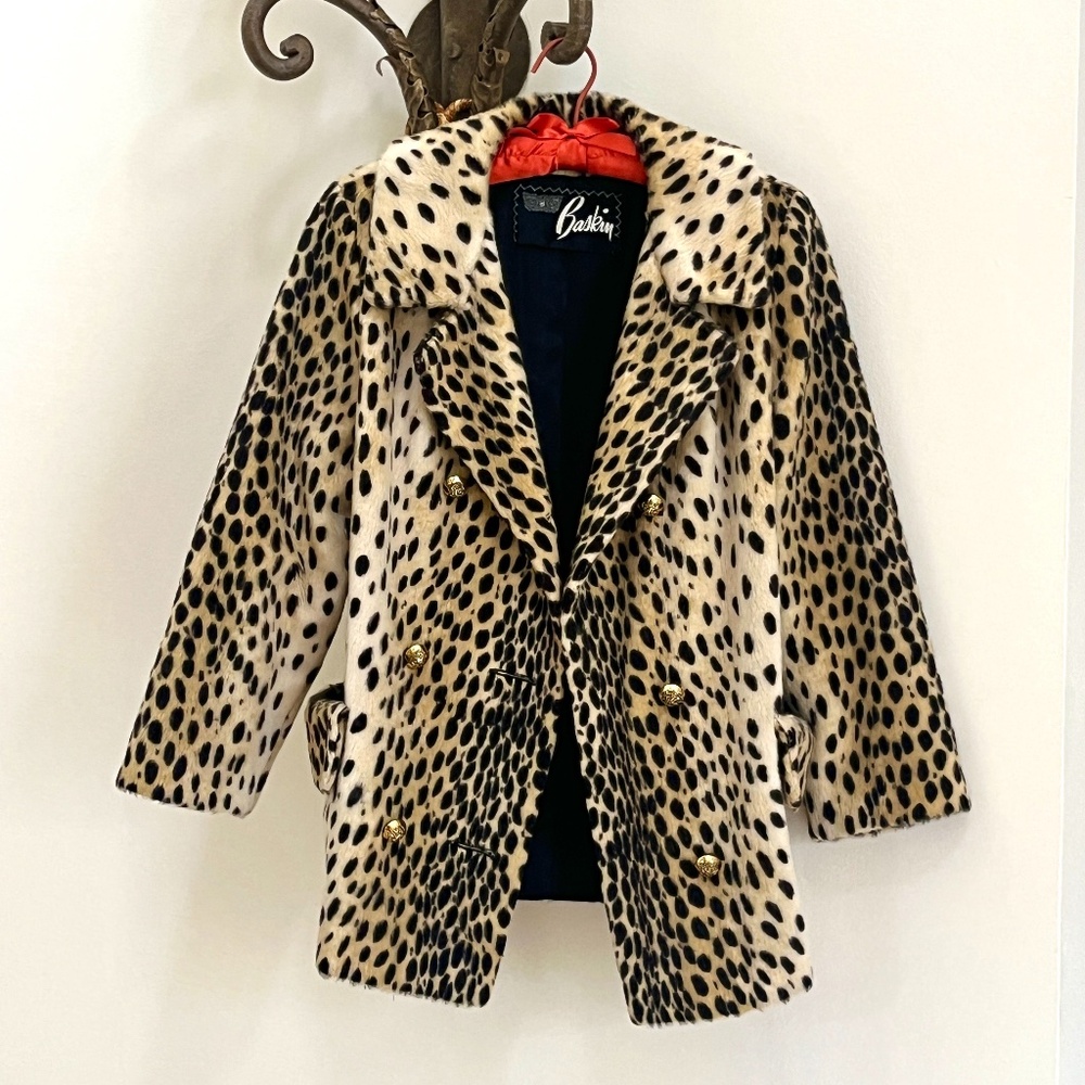 Vintage Safari by Fairmoor 1960's Cheetah Animal Print Faux Fur Coat Jacket Sz M
